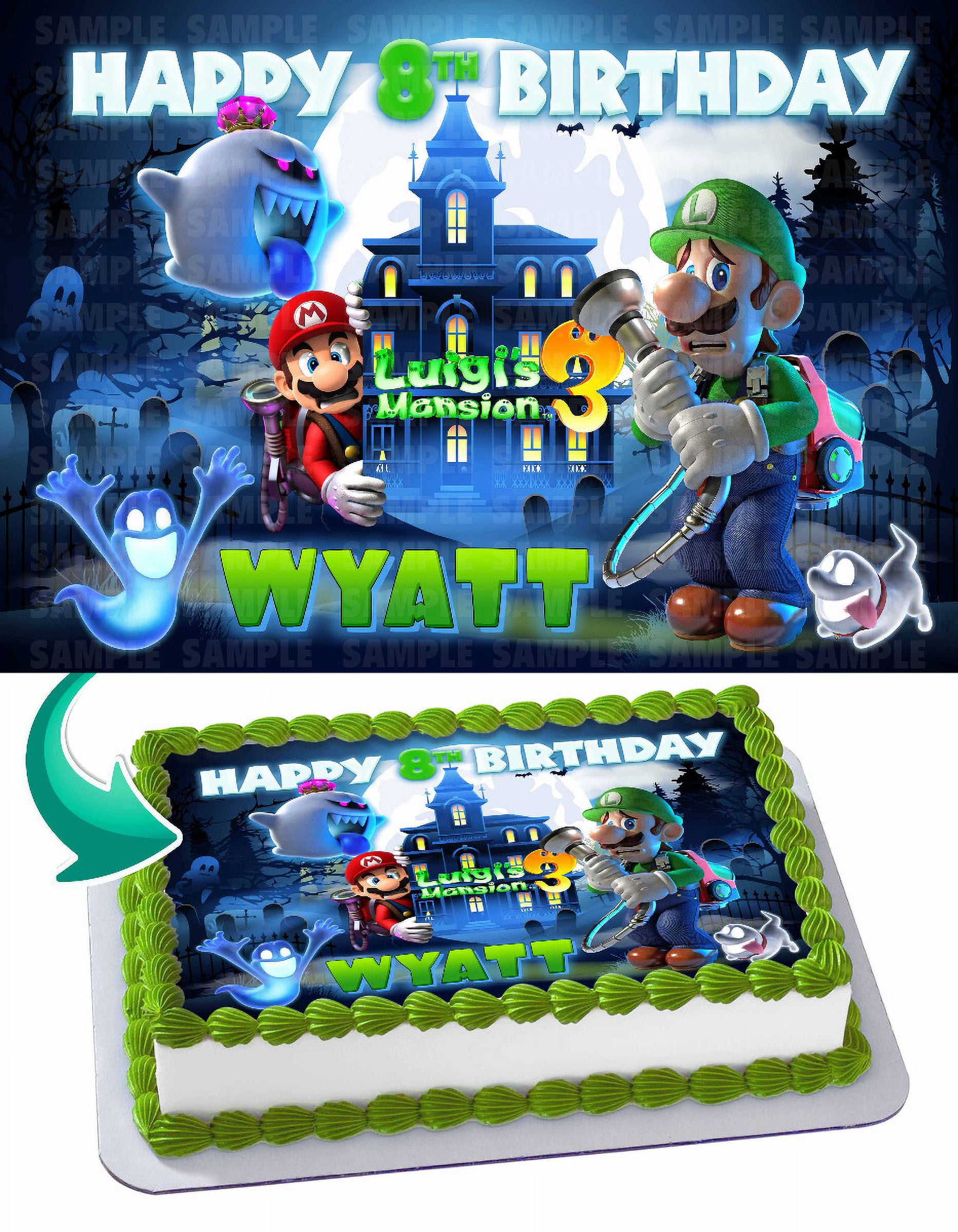 Luigis Mansion 3 Mario Edible Cake Image Topper Personalized Birthday Party 1/4 Sheet