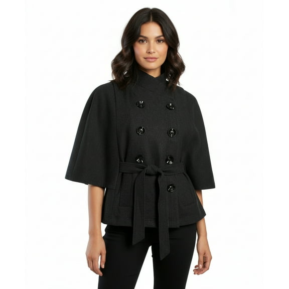 Luii Double Breasted Cape with Tie Belt