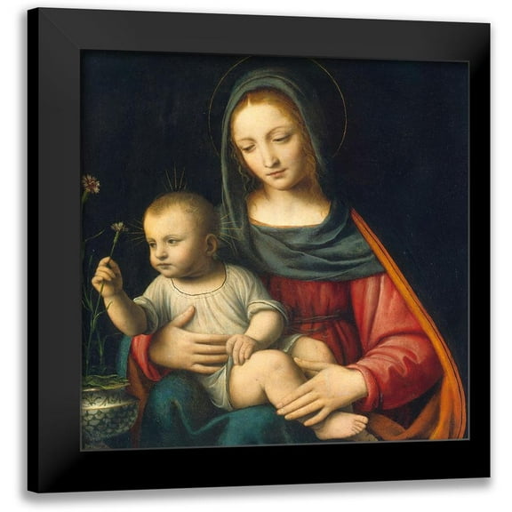 Luini, Bernardino 12x12 Black Modern Framed Museum Art Print Titled - Madonna of the Carnation