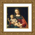 thumbnail image 1 of Luini, Bernardino 12x12 Gold Ornate Wood Framed with Double Matting Museum Art Print Titled - Madonna of the Carnation, 1 of 4