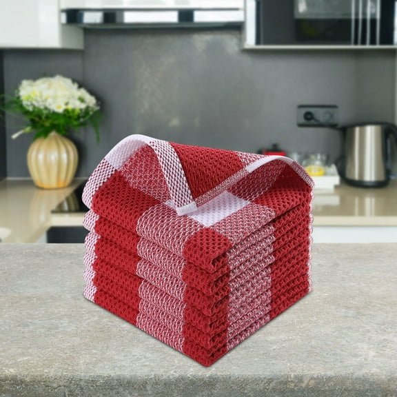 Luioepy Clearance The all-cotton dishwashing cloth is red and white Cotton Dishcloths Extra Large And Thickened Weave Kitchen Rags Ideal For Cleaning Absorbent Kitchen Towels For Heavy Duty Stain Remo