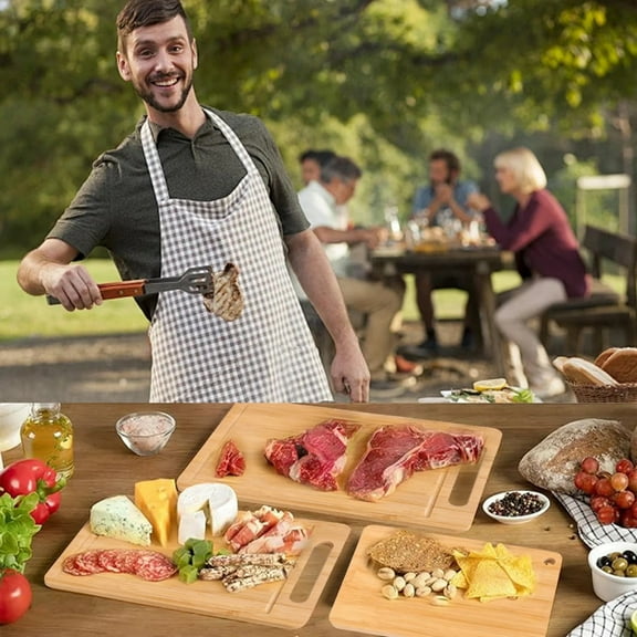 Luioepy Natural Cutting Board Rectangular Shape With Smooth Rounded Edges And A Handle Hole Ideal For Home Kitchens Cooking Enthusiasts And