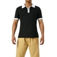 thumbnail image 1 of Luiryar Plus Size Men's Quarter Zip Polo Shirts Casual Short Sleeve Lapel Collar Contrast Color Slim Fit Tops, 1 of 9