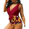 thumbnail image 1 of Luiryar Women Summer One-piece Swimsuit Sunflower Printing V-neck High Waist Tie Up Sleeveless Backless Swimwear, 1 of 6