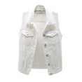 thumbnail image 1 of Luiryar Women's Crop Distressed Ripped Jean Vests Classic Sleeveless Jean Vest Jackets With Flap Pockets, 1 of 9