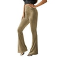 thumbnail image 1 of Luiryar Women's Juniors Corduroy Elastic High Waist Flare Leg Palazzo Long Pants Trousers, 1 of 6