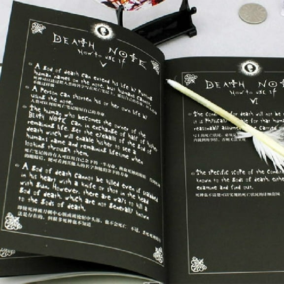 Luiryare Death Note Writing Notebook with Feather Pen, Black, 120 Pages