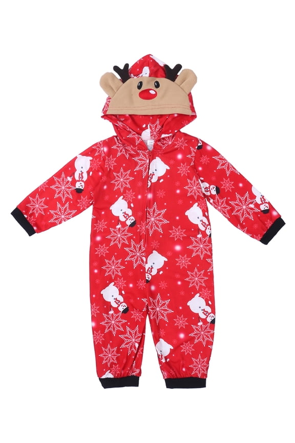 Matching Family Christmas Pajamas Sleepwear Jumpsuit Hoodie Snowman Print Sleeper Onesie for Baby Adults