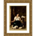 thumbnail image 1 of Luis Cadena 11x14 Gold Ornate Wood Frame and Double Matted Museum Art Print Titled - Woman Spinning (Hilandera) (1859), 1 of 4