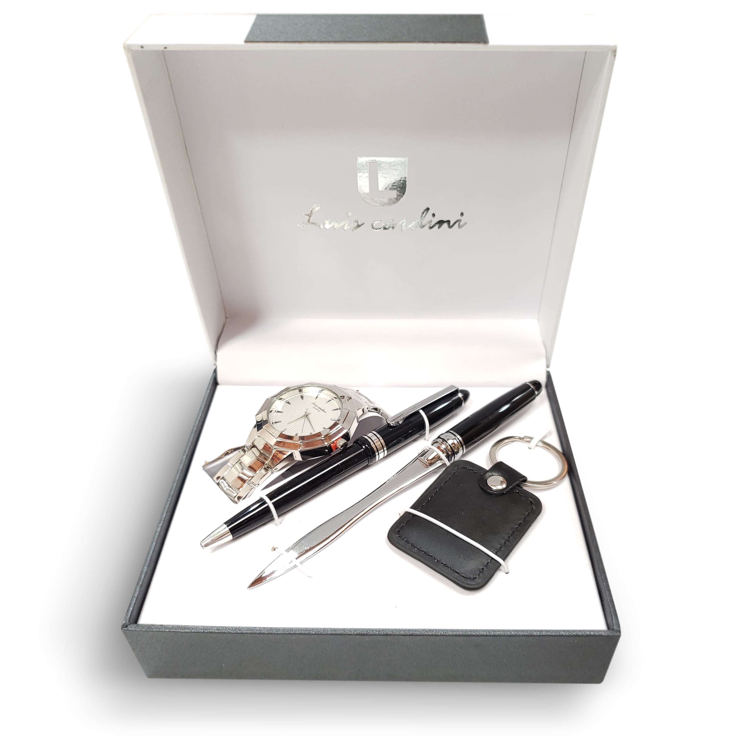 Luis Cardini Mens Quartz Watch with Pen Letter Opener & Key Holder