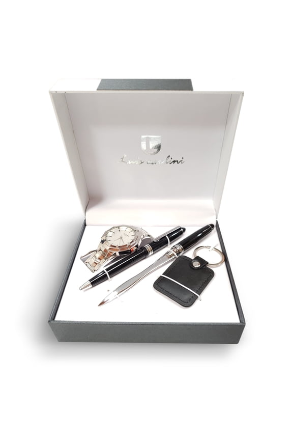 Mens Quartz Watch with Pen Letter Opener & Key Holder (Silver) - New
