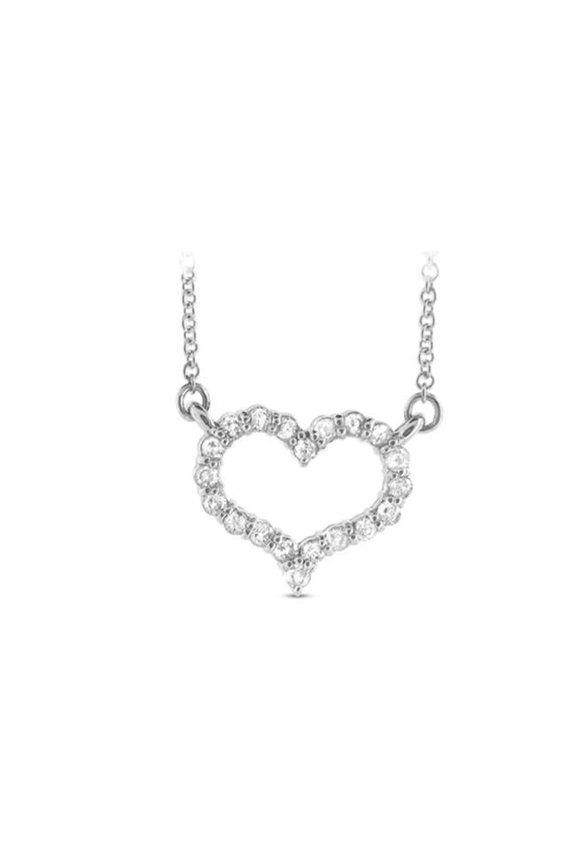 0.25 Ct. Diamond Heart Shape Pendant Shared Prong Setting 14K Gold With 16 in. Chain