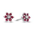 thumbnail image 1 of Luis Creations  Natural Heated Ruby and Diamond Flower Cluster Earring - Red, 1 of 1