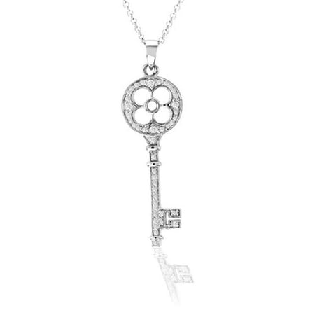 Luis Creations PCR515 14K Gold 0.30 Ct. Diamond Key Pendant With 16 in. Chain