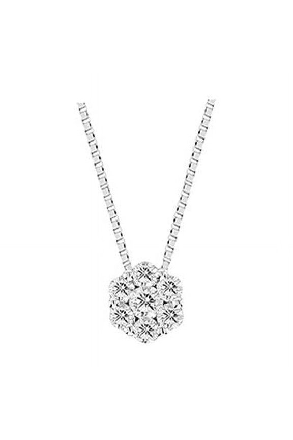 PRL1188A-015 0.15 Ct. Diamond Cluster Pendant In 14K Gold