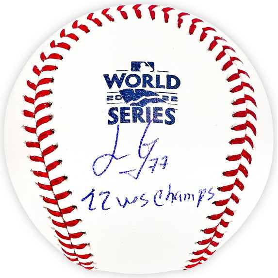 Luis Garcia Autographed Official 2022 World Series Logo MLB Baseball Houston Astros "22 WS Champs" Beckett BAS Witness 220457