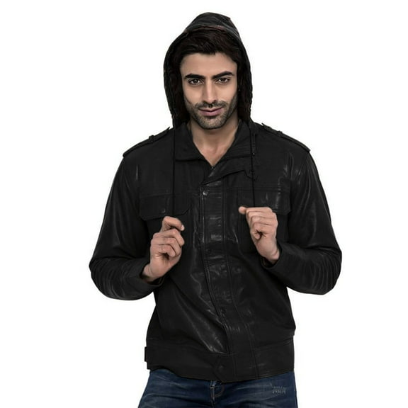 Luis Leather Mens Black Lambskin Genuine Leather Motorcycle Jacket for Men - Hoodie Jacket Undetachable Hood