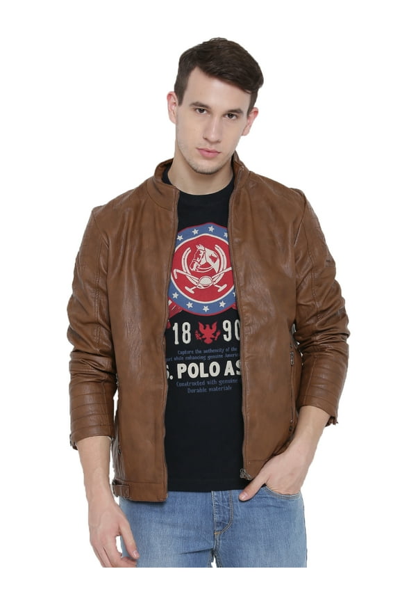 Mens Gazy Brown Genuine Lambskin Leather Jacket, Biker Jacket