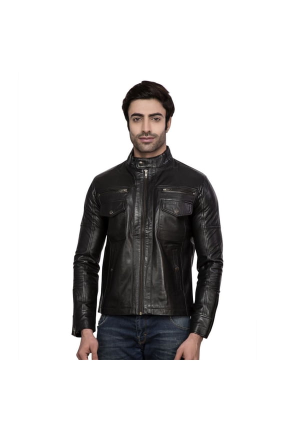 Mens Tough Black Genuine Leather Jacket, Biker Jacket