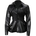 thumbnail image 1 of Luis Leather Women's Genuine Black Leather Peplum Flared Jacket., 1 of 6