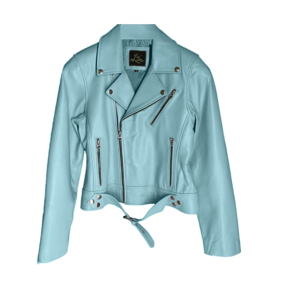 Luis Leather Women's Lambskin Leather Biker Blue Jacket Custom