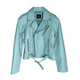 thumbnail image 1 of Luis Leather Women's Lambskin Leather Biker Blue Jacket Small, 1 of 3