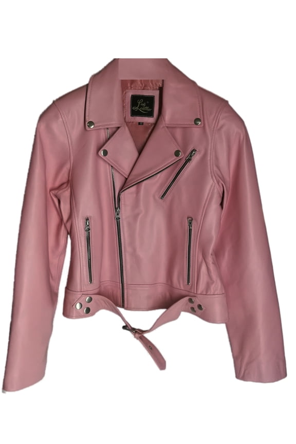 Women's Lambskin Leather Biker Pink JacketXX-Small
