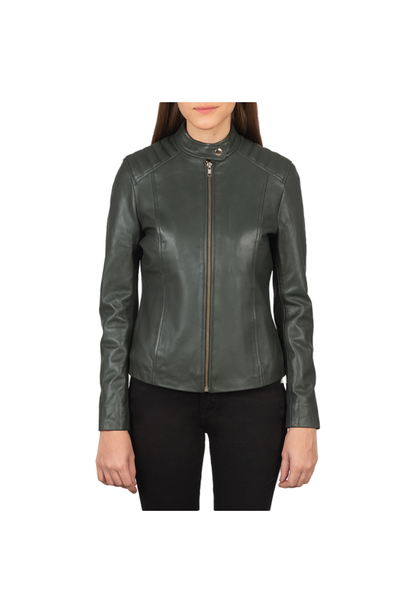 Women's Leather Jacket Long Sleeve Zip Up Motorcycle Biker Jacket