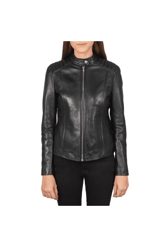 Women's Leather Jacket Long Sleeve Zip Up Motorcycle Biker Jacket