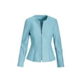thumbnail image 1 of Luis Leather Women's Peplum Drowned Blue Genuine Lambskin Biker Leather Jacket Custom, 1 of 7