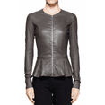 thumbnail image 1 of Luis Leather Women's Peplum Drowned Grey Genuine Lambskin Biker Leather Jacket Custom, 1 of 4