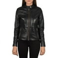 thumbnail image 1 of Luis Leather Womens Black Biker Lambskin Genuine Leather Jacket, Biker Jacket, 1 of 6