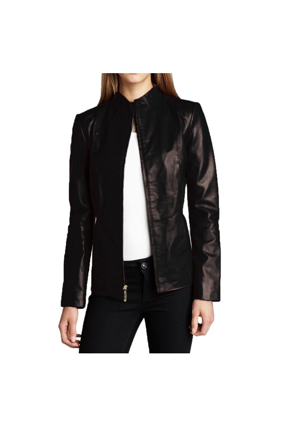 Womens Solid Cheezy Genuine Lambskin Leather Jacket, Biker Jacket Small