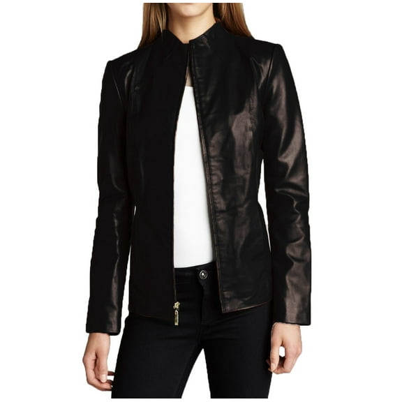 Luis Leather Womens Solid Cheezy Genuine Lambskin Leather Jacket, Biker Jacket X-Small