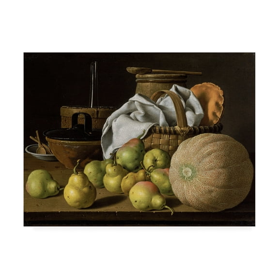 Luis Melendez 'Still Life with Melon and Pears' Canvas Art
