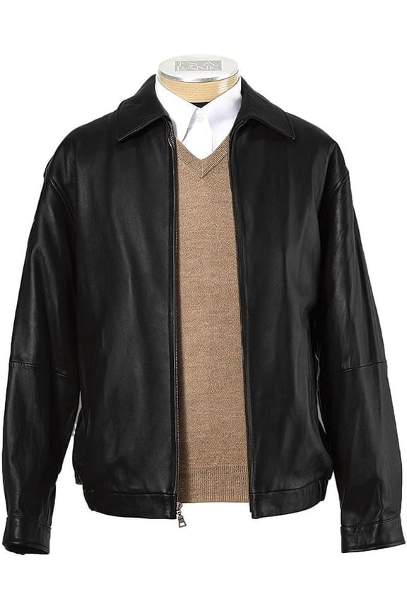 Luis Men's Leather Bomber Biker Jacket Black