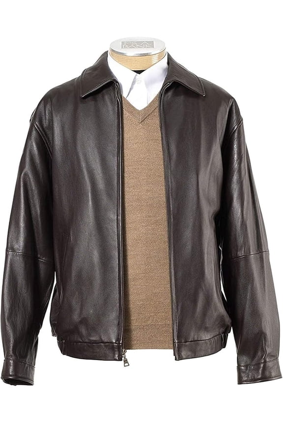 Luis Men's Leather Bomber Biker Jacket Brown