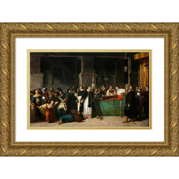 Luis Montero 14x11 Gold Ornate Wood Frame and Double Matted Museum Art Print Titled - The Funerals of Inca Atahualpa (1867)