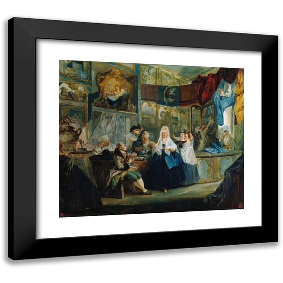 Luis Paret y Alcázar 23x20 Black Modern Framed Museum Art Print Titled - The Shop of Anticuarian Geniani (1772)