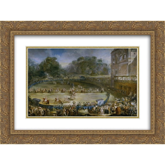 Luis Paret y Alcazar 2x Matted 24x18 Gold Ornate Framed Art Print 'The royal pairs'