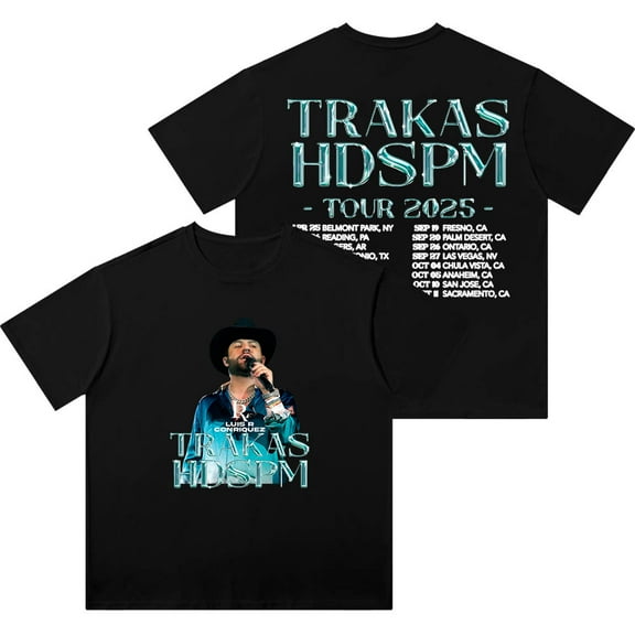 Luis R Conriquez Trakas HDSPM Tour Wash T-Shirts Summer Unisex Streetwear Cotton Short Sleeve Tee