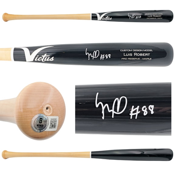 Luis Robert Jr. Autographed Black & Blonde Victus Player Model Baseball Bat Chicago White Sox Beckett BAS Witness 227297