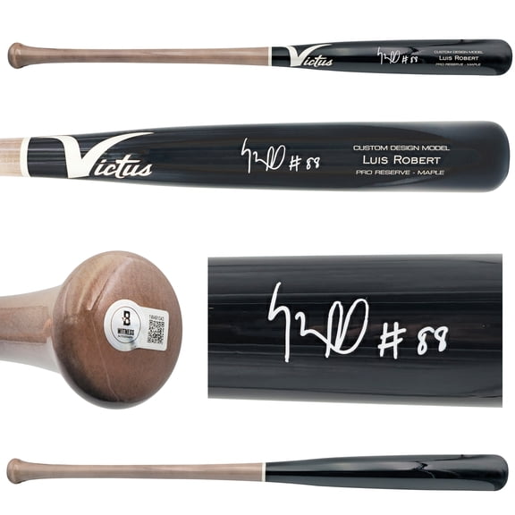 Luis Robert Jr. Autographed Black & Gray Victus Player Model Baseball Bat Chicago White Sox Beckett BAS Witness 227298