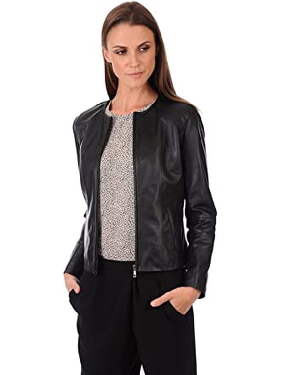 Luis Women's Leather Bomber Biker Jacket Black