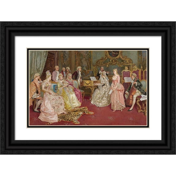 Luis Álvarez Català 18x13 Black Ornate Wood Framed Double Matted Museum Art Print Titled - The Recital (1901)
