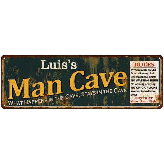 Luis's Man Cave Rules Green Sign Decor Gift 6x18 206180005085