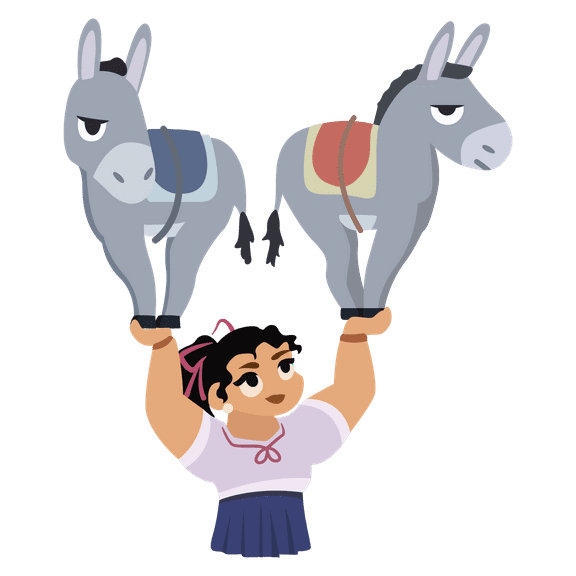 Luisa From Encanto an Animated Movie Holding Two Donkeys with Cartoon Design Art - 20" x 24"