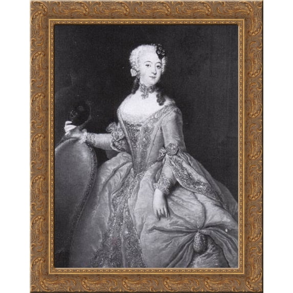 Luise Ulrike von Preu?en 20x24 Gold Ornate Wood Framed Canvas Art by Pesne, Antoine