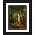 thumbnail image 1 of Luitpold Faustner 14x18 Black Ornate Wood Framed Double Matted Museum Art Print Titled - Woodland Scene with Roe Deer (1878), 1 of 5