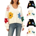 thumbnail image 1 of Luivaraty Cardigan Sweaters for Women Knitted Fllowers Sweater Soft Warm Round Neck Fall Winter Button Down Sweaters, S-XL, 1 of 6